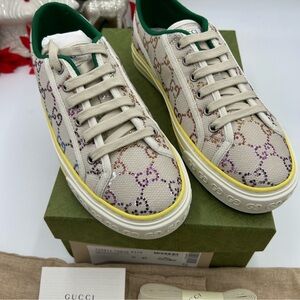 Women’s Gucci tennis 1977 low top sneakers in canvas with multicolor crystals 40